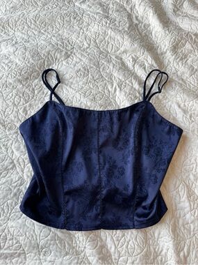 Victoria's Secret Navy Floral Jacquard Crop Cami